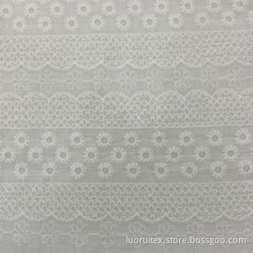 White 100% Cotton Embroidered Fabric